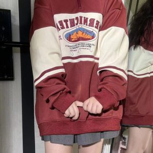 Korean style loose coat college style hoodie for women