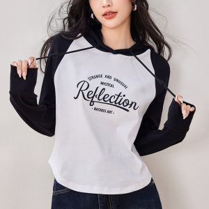 Hooded autumn drawstring hoodie for women