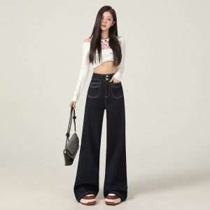 Double buckle micro speaker long pants slim jeans