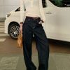 Retro straight casual pants all-match jeans for women