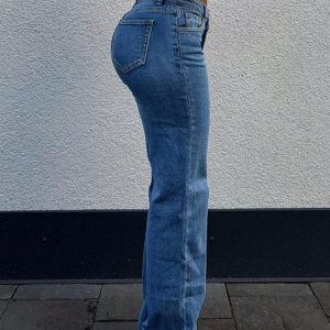 High waist sexy wide leg pants Casual burr jeans
