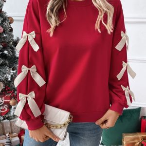 European style round neck hoodie christmas tops for women