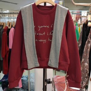 Short Casual embroidery tops student letters hoodie for women