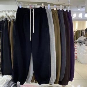 Winter sweatpants thick wide leg pants for women