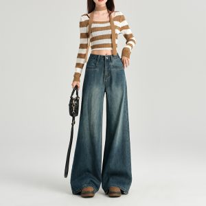 Mopping high waist long pants slim jeans for women