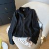 Zip slim tops simple plus velvet cardigan for women