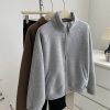 Zip thick all-match hoodie lamb fur winter cardigan for women