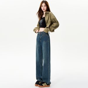 Lengthen straight pants American style loose long pants
