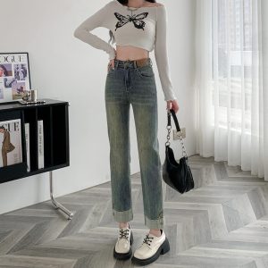 Straight pants nine tenths slim high quality retro pants