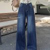 Deep color loose jeans American style pants for women