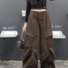 Straight retro long pants washed loose jeans for women