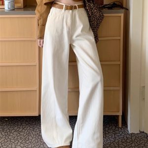 Slim all-match jeans wide leg high waist long pants
