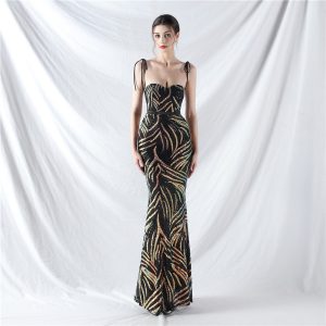 Sequins tying sling wrapped chest evening dress