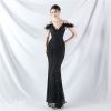 Ostrich hair sequins colors evening dress