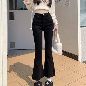 Autumn and winter jeans flare pants for women