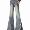 Breasted mopping pants retro jeans for women