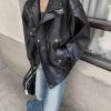 Locomotive loose leather coat spring jacket for women