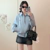 Lapel Casual spring short coat retro embroidery slim jacket