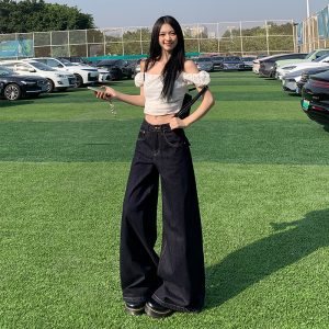 High waist lengthen long pants slim wide leg pants for women