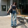 Wide leg long pants American style jeans for women