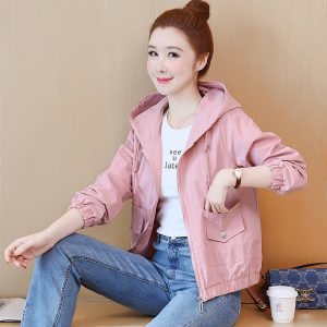 Short hooded tops spring work clothing for women