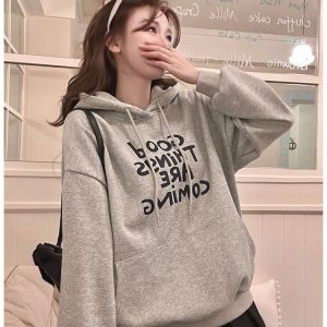 Spring letters cotton pure cotton hoodie for women