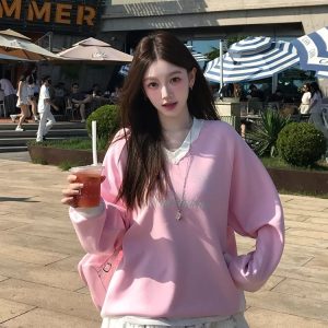 V-neck lace sports hoodie autumn ballet T-shirt for women