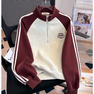 Spring mixed colors hoodie loose retro tops for women