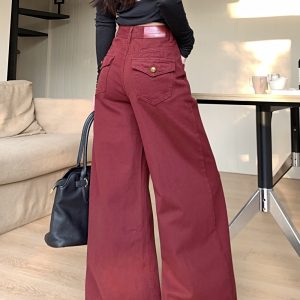 Mopping wide leg loose jeans for women