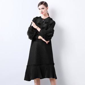 Stereoscopic flowers decoration long dress A-line dress