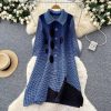 Long lapel large yard spring and autumn dress