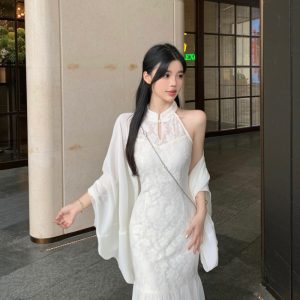 dress mermaid hem cardigan 2pcs set