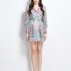 Court style printing spring dress short retro shirt