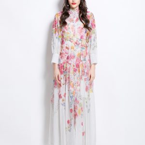 Spring and summer vacation painting flowers dress