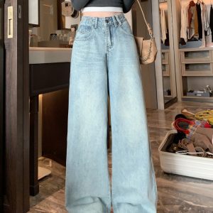 Loose spicegirl high waist straight pants jeans