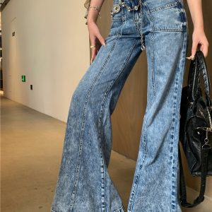 Washed micro speaker autumn slim mopping jeans