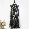 European style printing retro belt art lithe dress